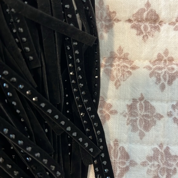 NWT DKNY Donna Karan Black Cocktail Sheath Dress Studded Fringe Shoulder Size 4 - Picture 16 of 16